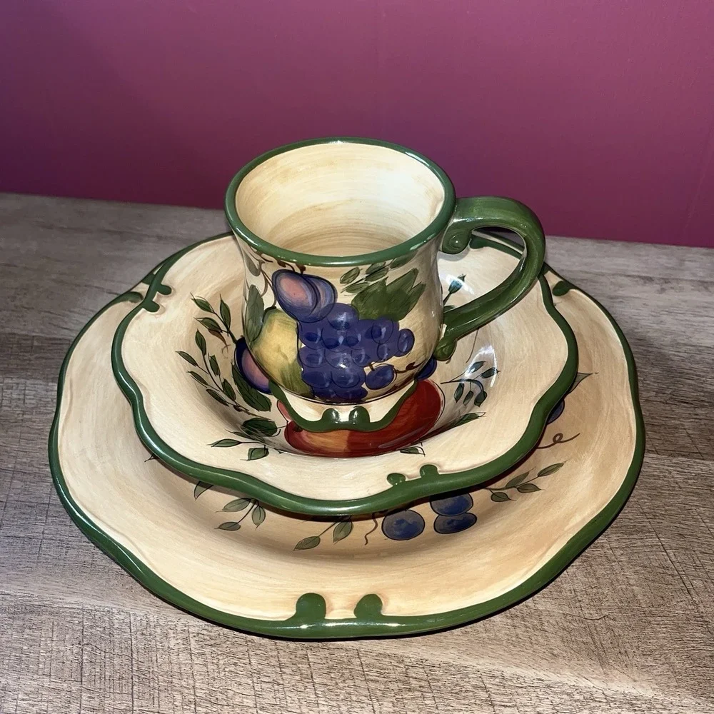 Home Trends Discontinued Granada 3 Piece Set, Large Plate Bowl & Mug